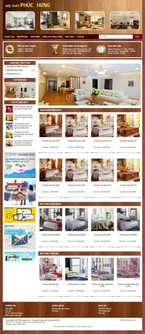 Thiết kế web nội thất giường ngủ Phúc Hưng