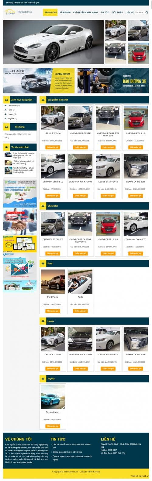 Thiết kế website bán xe oto