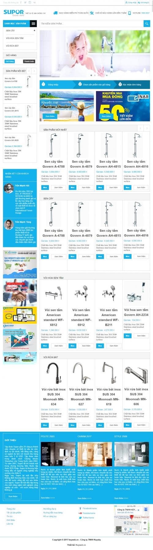 THiết kế web shop bán thiết bị cấp thoát nước