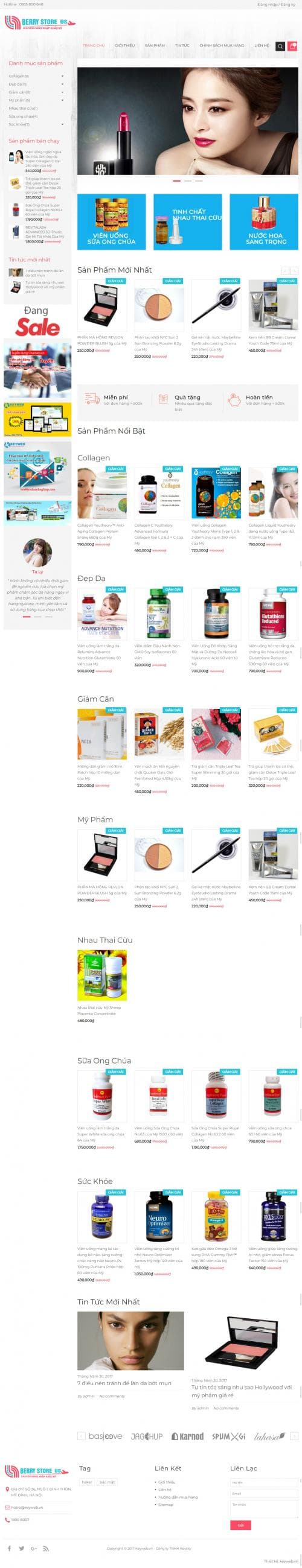 Thiết kế website bán mỹ phẩm và thực phẩm chức năng