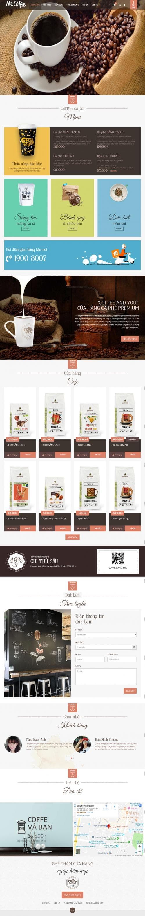 Thiết kế website bán cà phê