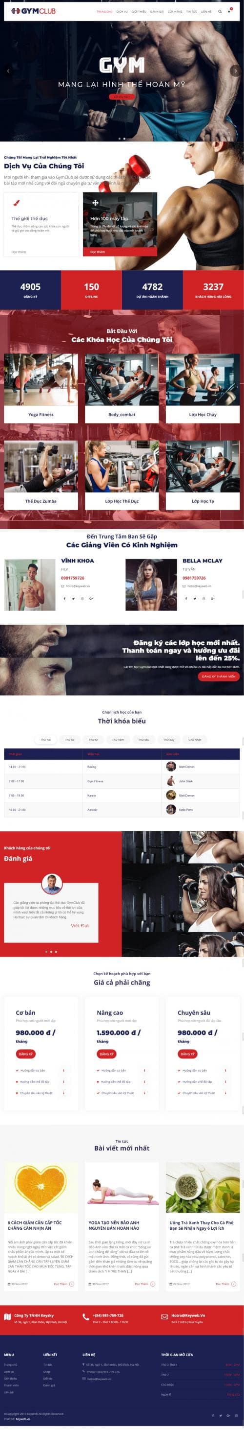 Thiết kế website dịch vụ thể hình gym