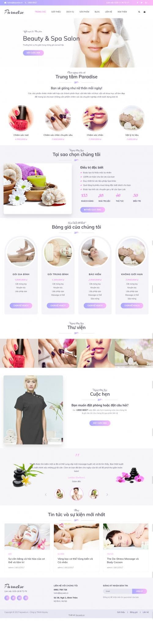 Thiết kế website dịch vụ spa & làm đẹp
