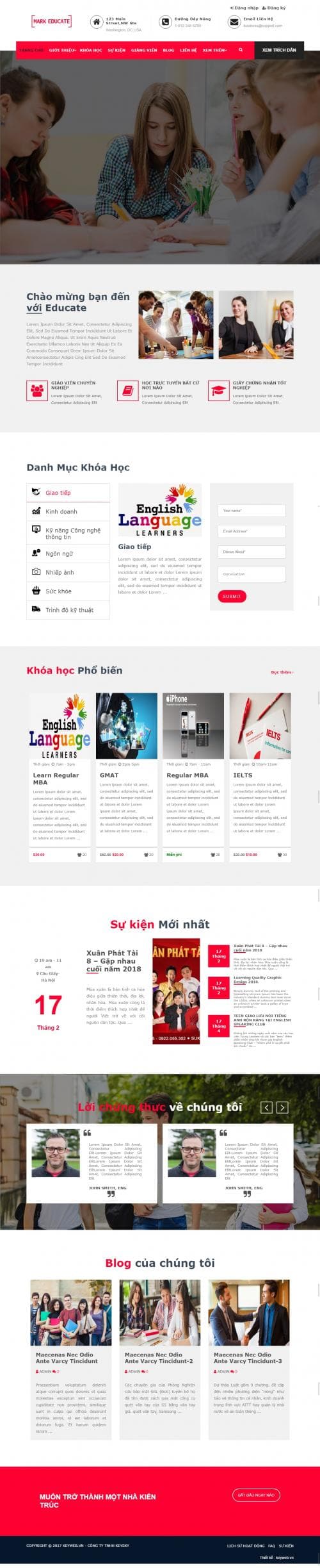 Thiết kế website dạy học tiếng anh Martkaducate