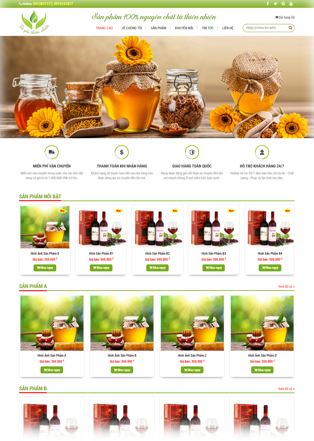 Web bán hàng mật ong