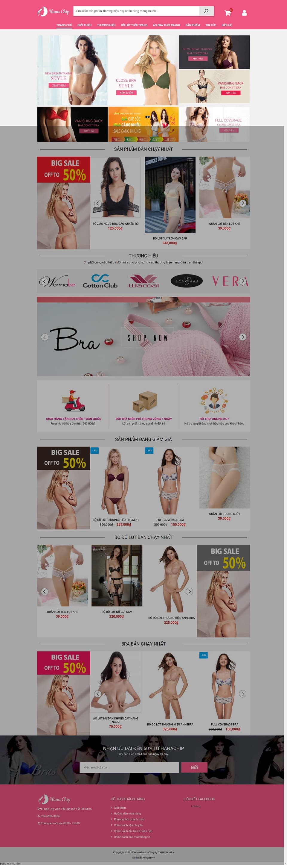 Mẫu website đồ lót HanaChip