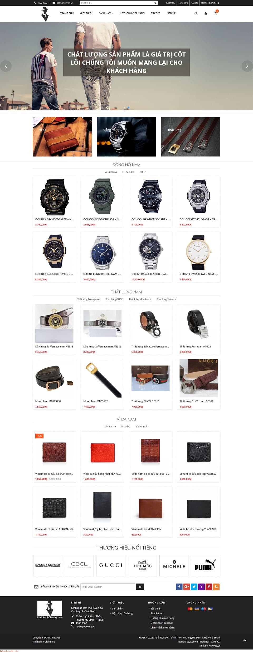 Mẫu website phụ kiện thời trang nam Gentleman