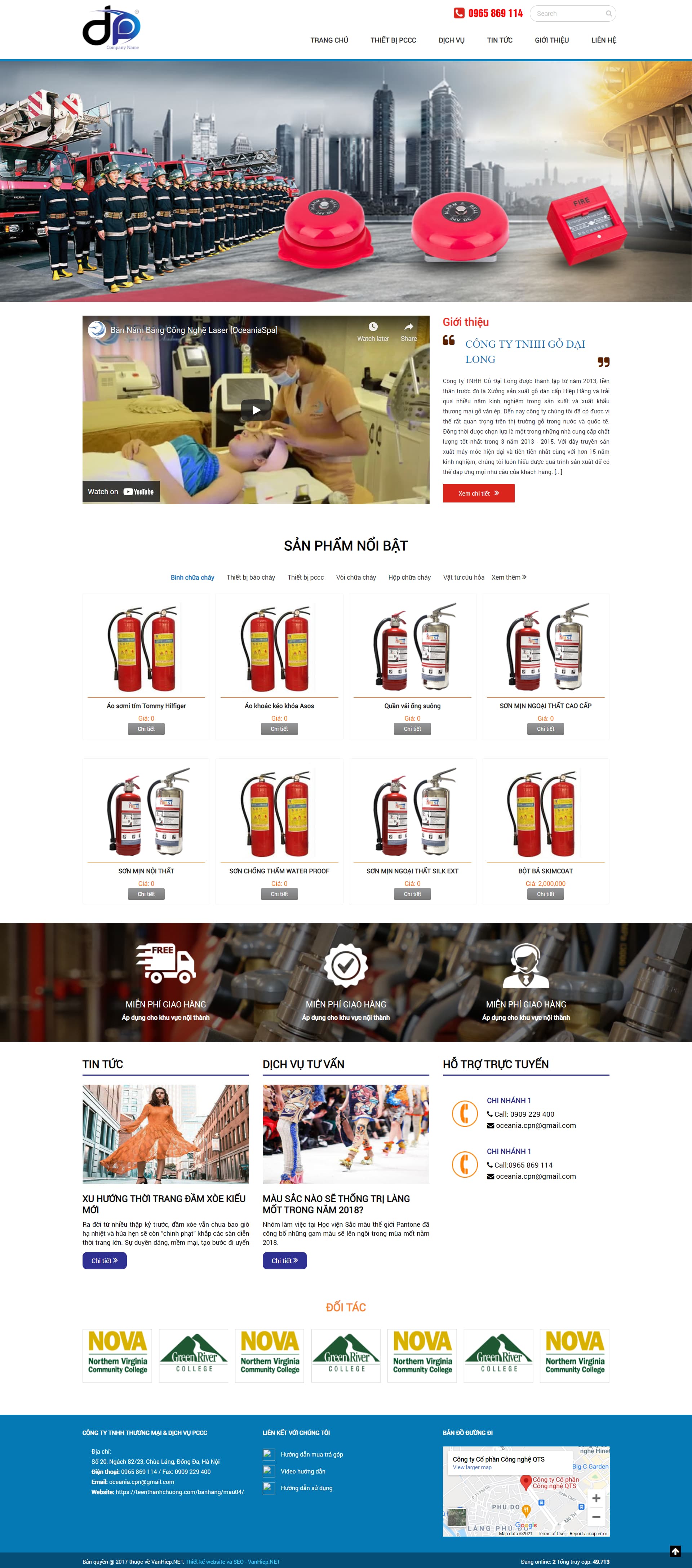 Mẫu website có sẵn - Bán hàng bảo hộ chữa cháy - Giá bán 500K